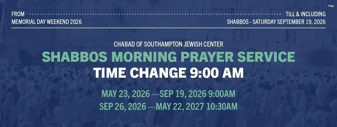 High Holidays 2026 Rosh Hashana and Yom Kippur Services at Southampton Chabad