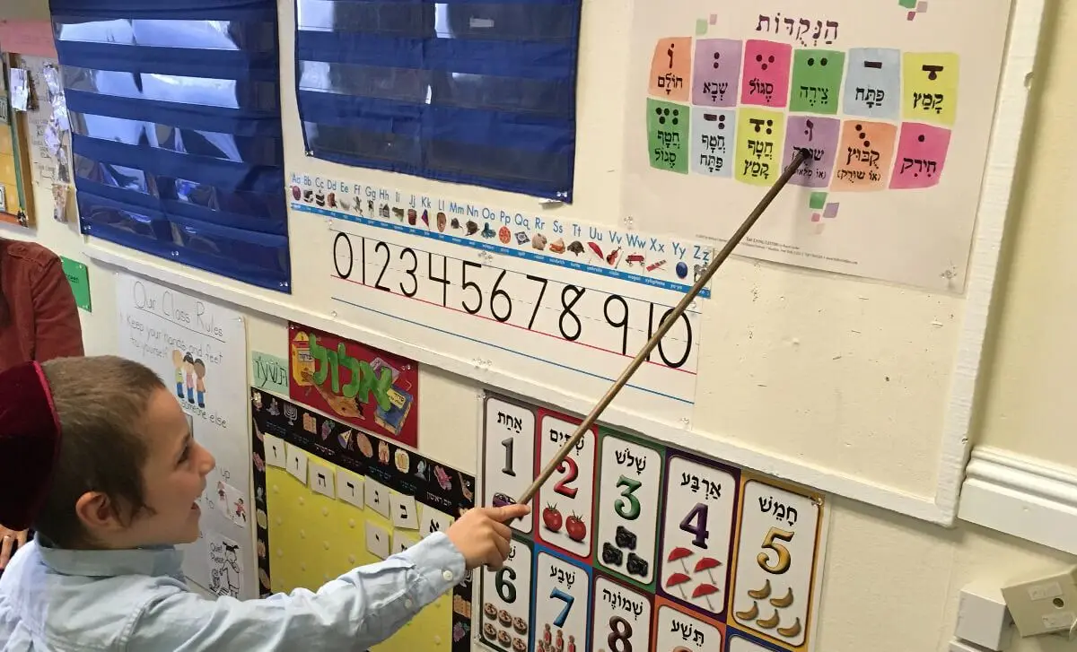 Student learning Hebrew