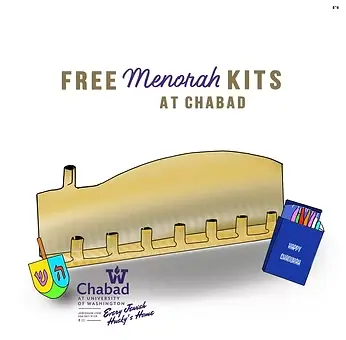 Need a Menorah? We've got one for you. Thanks to generous donors, it's FREE. ​ Text MENORAH to 206-401-7708