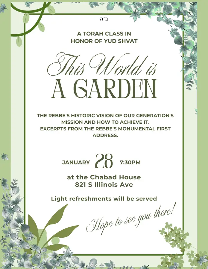 Special Torah Class - Yud Shvat
