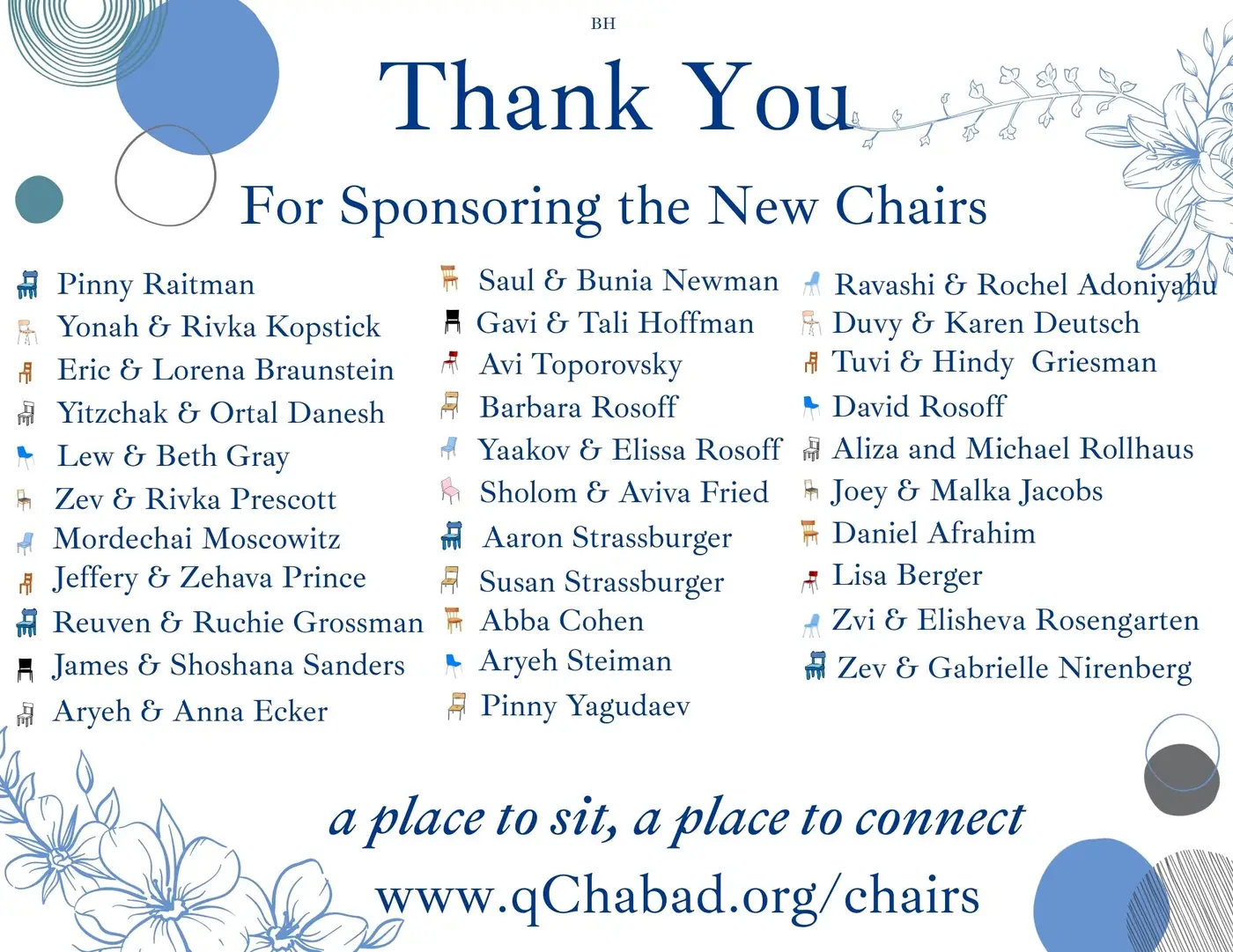 Sponsor a Seat Sponsor a new chair
