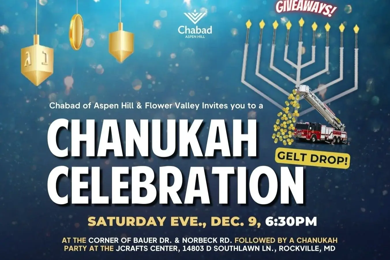 Chanukah celebration – sat, december 9