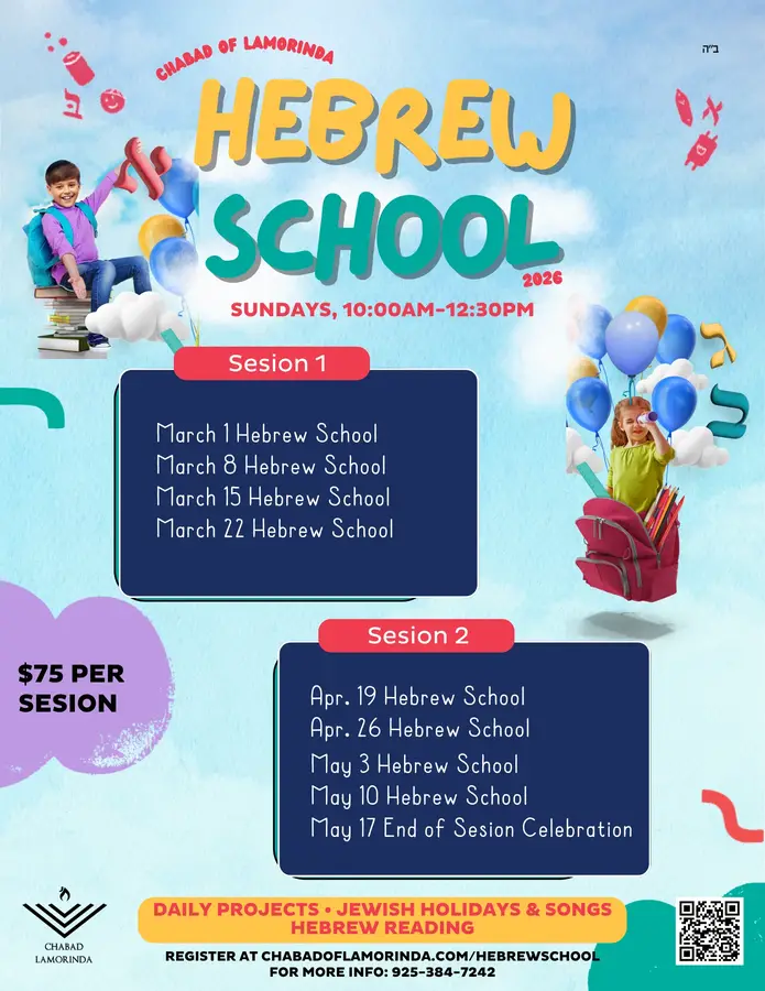 Lamorinda Hebrew School All are welcome! No Membership or affiliation necessary! 2nd Session Starts April 19th
