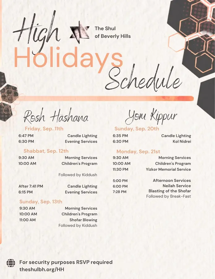 High Holidays Service Schedule