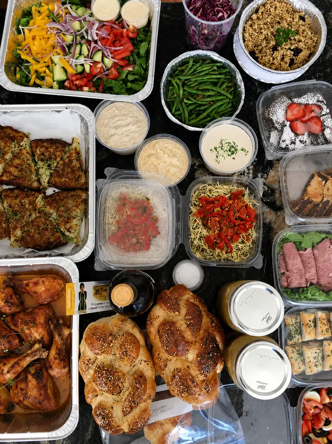 Pictured is a sample of a complete Shabbos to go menu.