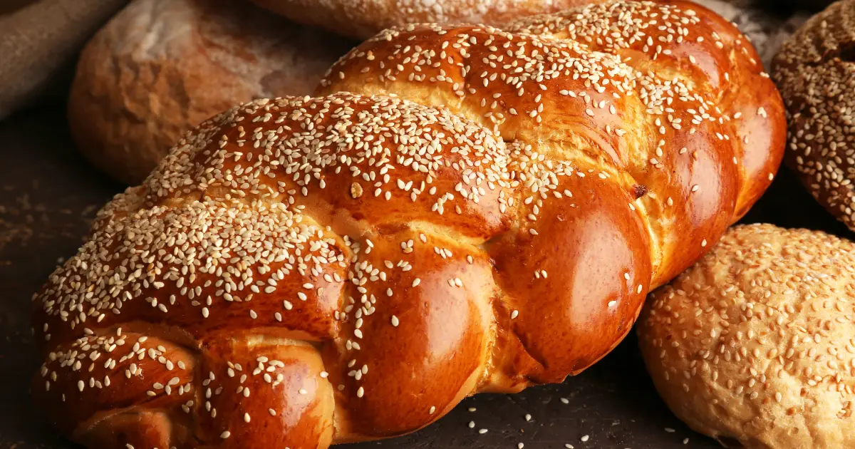 Freshly baked braided challah