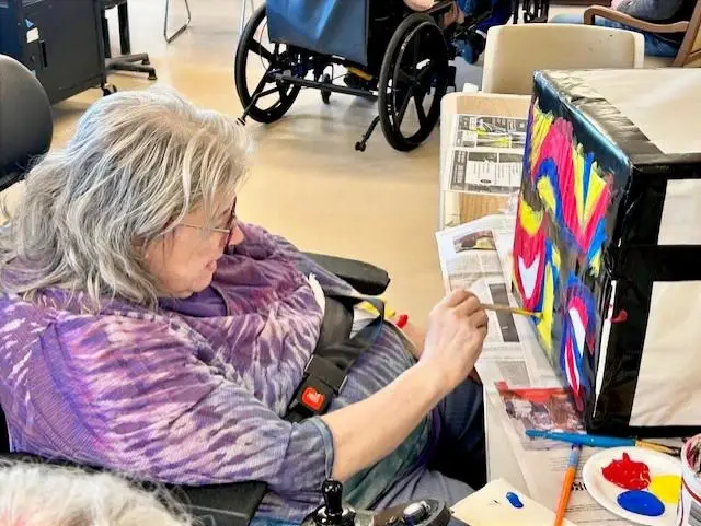 Resident exploring Piet Mondrian’s iconic 3D painting style