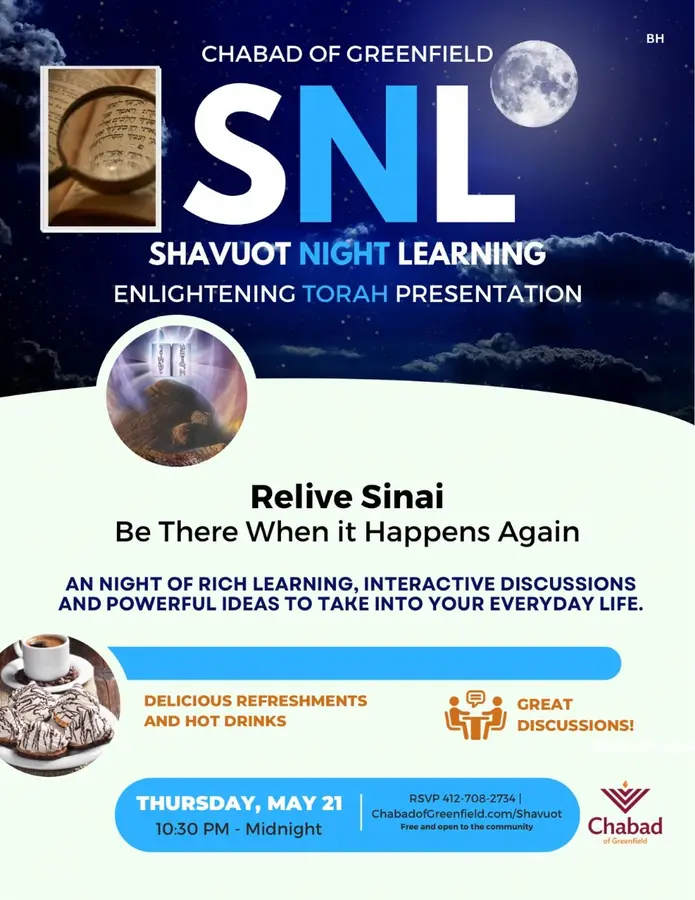 Shavuot Night Join us for Late Night Learning!