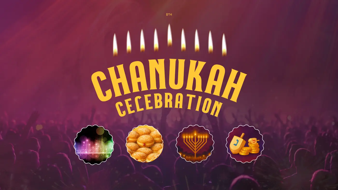 Large Menorah illuminated at night