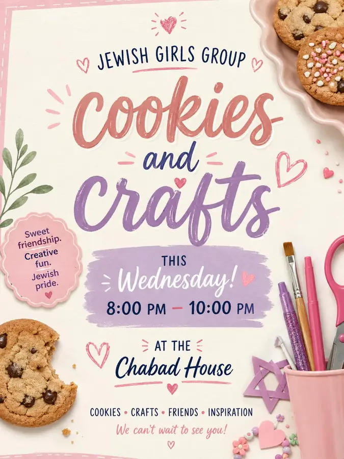 JGG presents: COOKIES AND CRAFTS! 🍪 This WEDNESDAY! 🩷