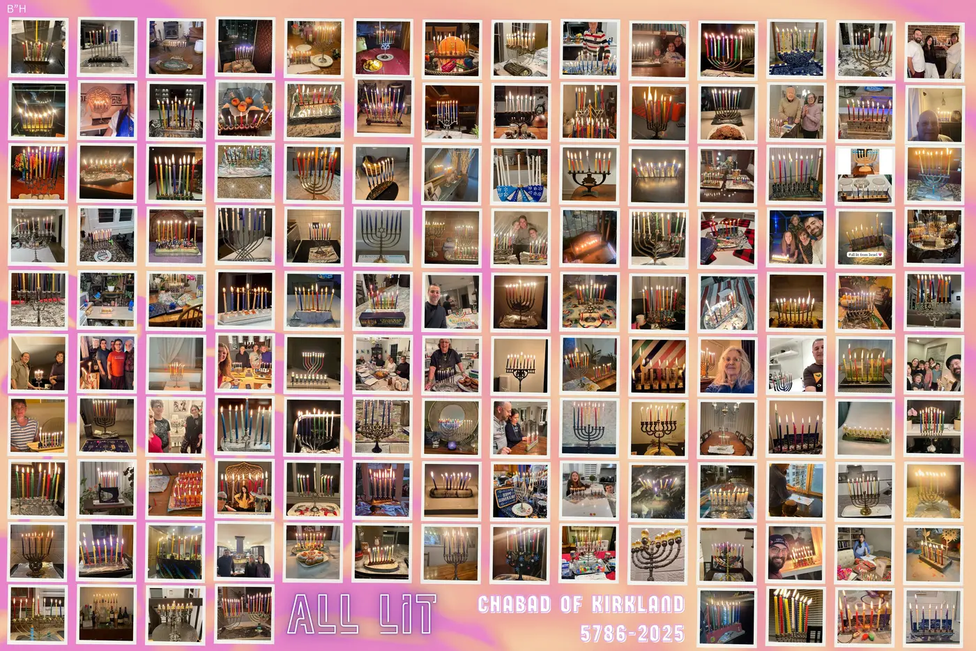 Thank you to all who sent in a picture of your ALL LIT Menorahs, Check out our annual collage of the Menorahs shining bright!
