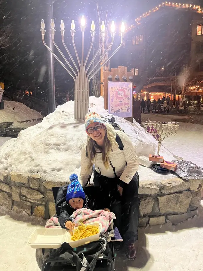 The giant menorah in the snow at Mammoth
