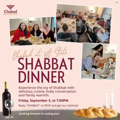 Chabad hosts a Shabbat dinner at NC State University.
