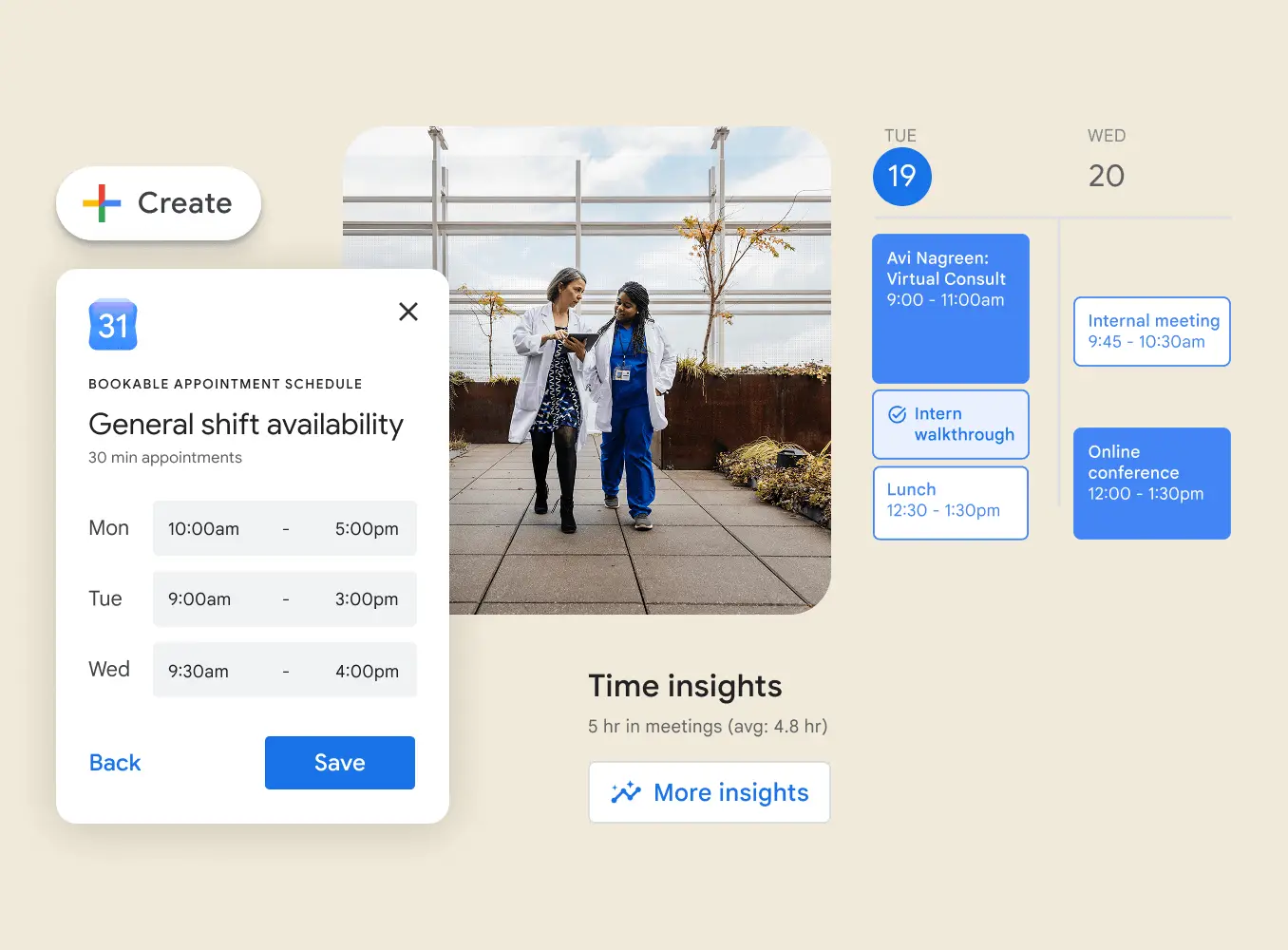 Google Calendar to create appointment scheduling and manage routine tasks.