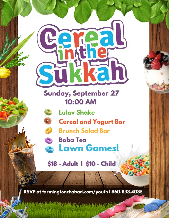 Cereal in the Sukkah Sunday, September 27th at 10:00 AM