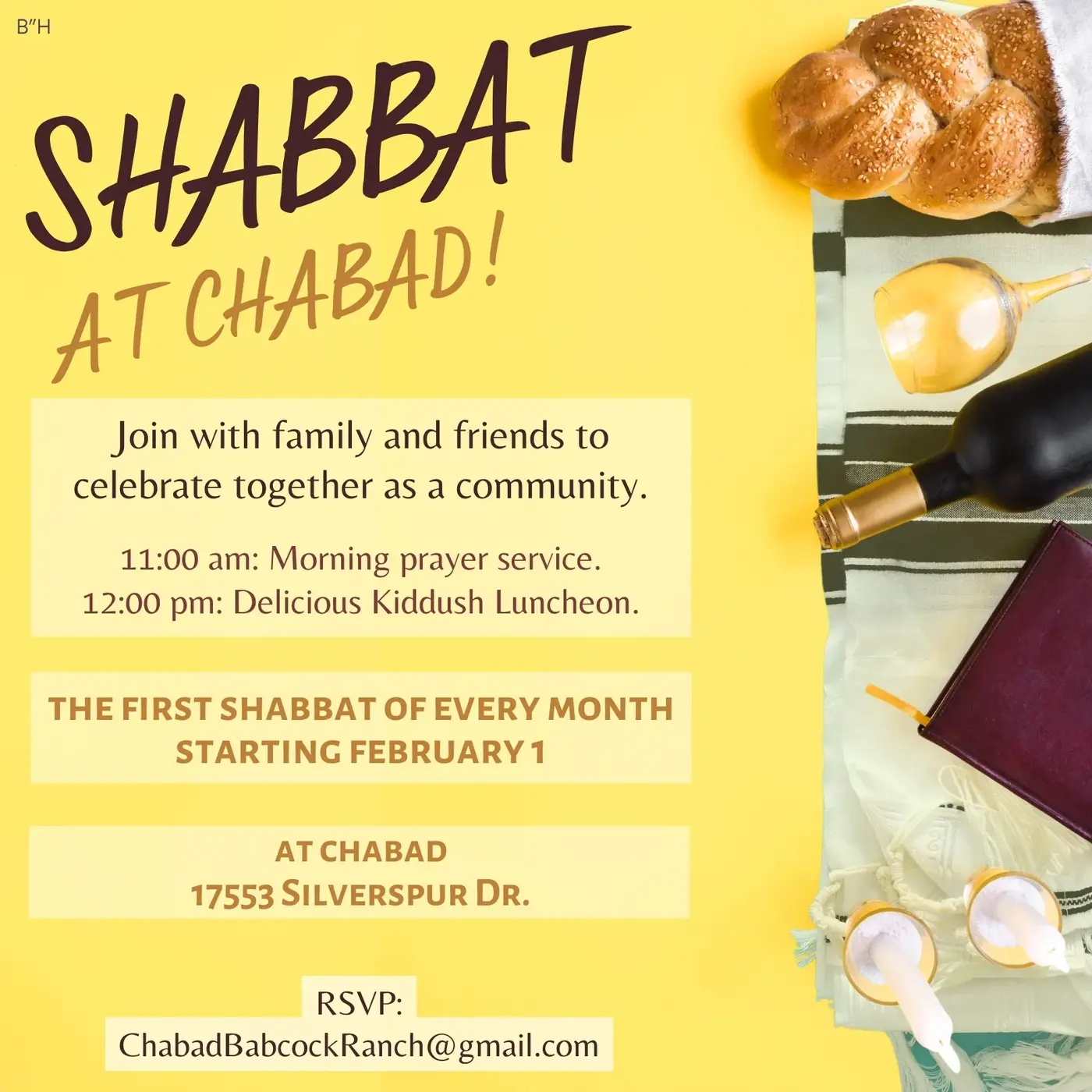 Shabbat service and kiddush