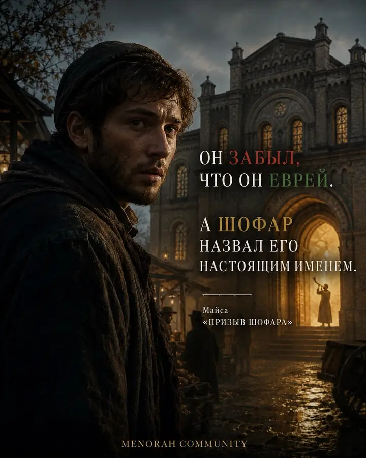 Photo by MENORAH COMMUNITY | ДНЕПР on September 03, 2026. May be a cartoon of poster and text that says 'ОН НЗАБЫЛ, что OH Он A АШОФАР НАЗВАЛ еГо НАСТОЯЩИМИМЕНЕ